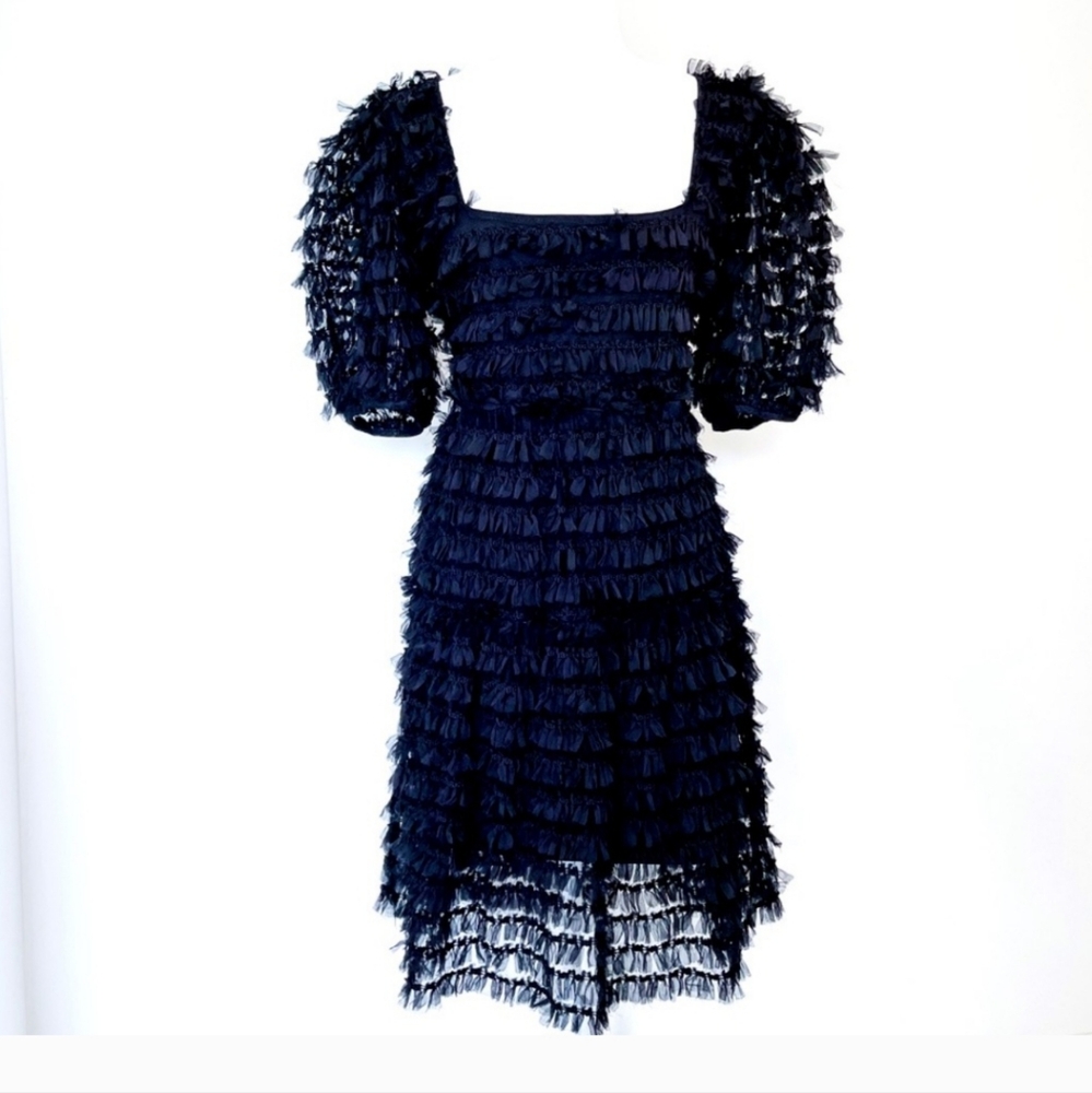 Elegant Black Ruffle Dress Zara